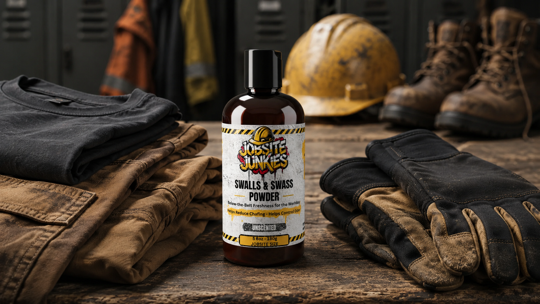 Swalls and Swass talc-free body powder for tradespeople and long shifts