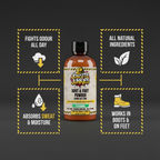 Jobsite Junkies Boot and Foot Powder benefits - fights odor, absorbs sweat, all natural ingredients, works in boots and on feet