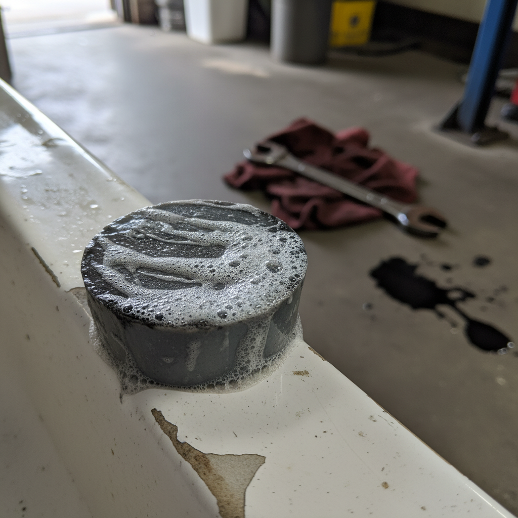 Charcoal soap bar on garage sink