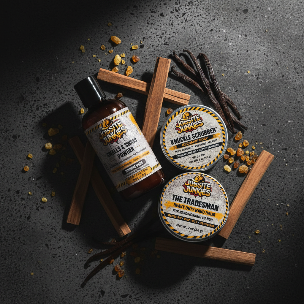 Knuckle & Crack Pack - Sandalwood Amber & Vanilla Dark Flat Lay