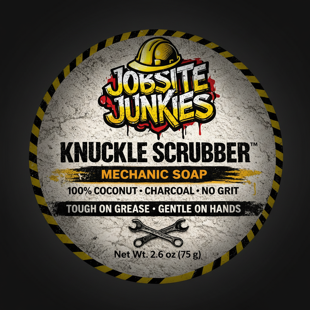 Knuckle Scrubber label filling full frame