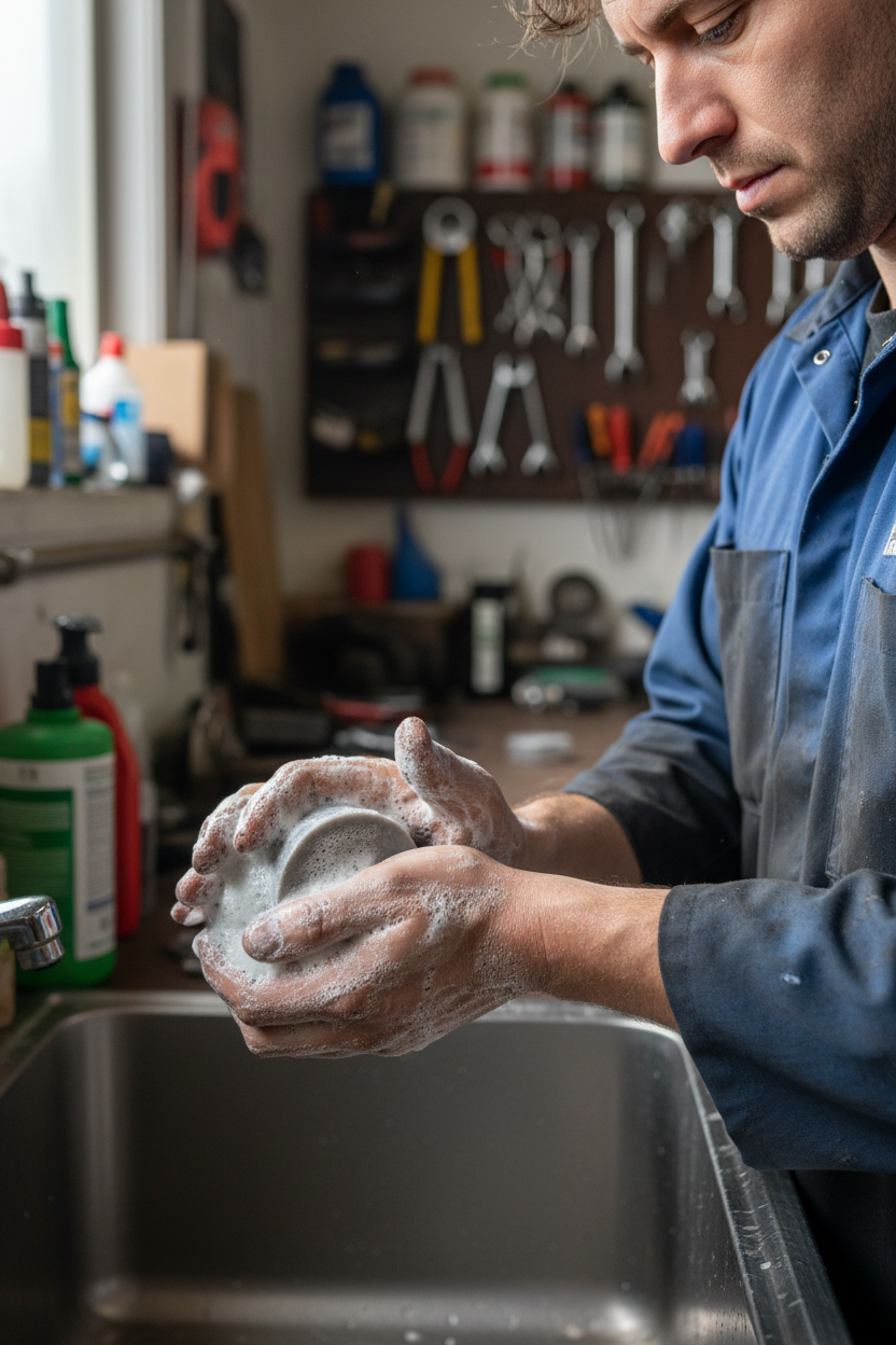 Mechanic lathering charcoal soap